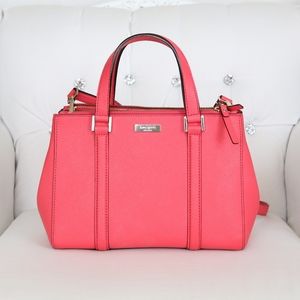 Kate Spade Lane Small Loden Satchel Strawberry Pink Saffiano Leather Crossbody